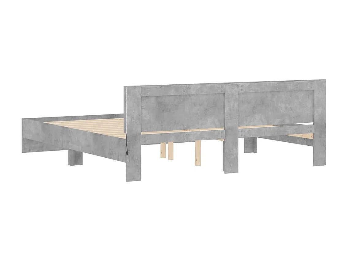 Cadre de lit avec LED sans matelas gris béton 180x200 cm