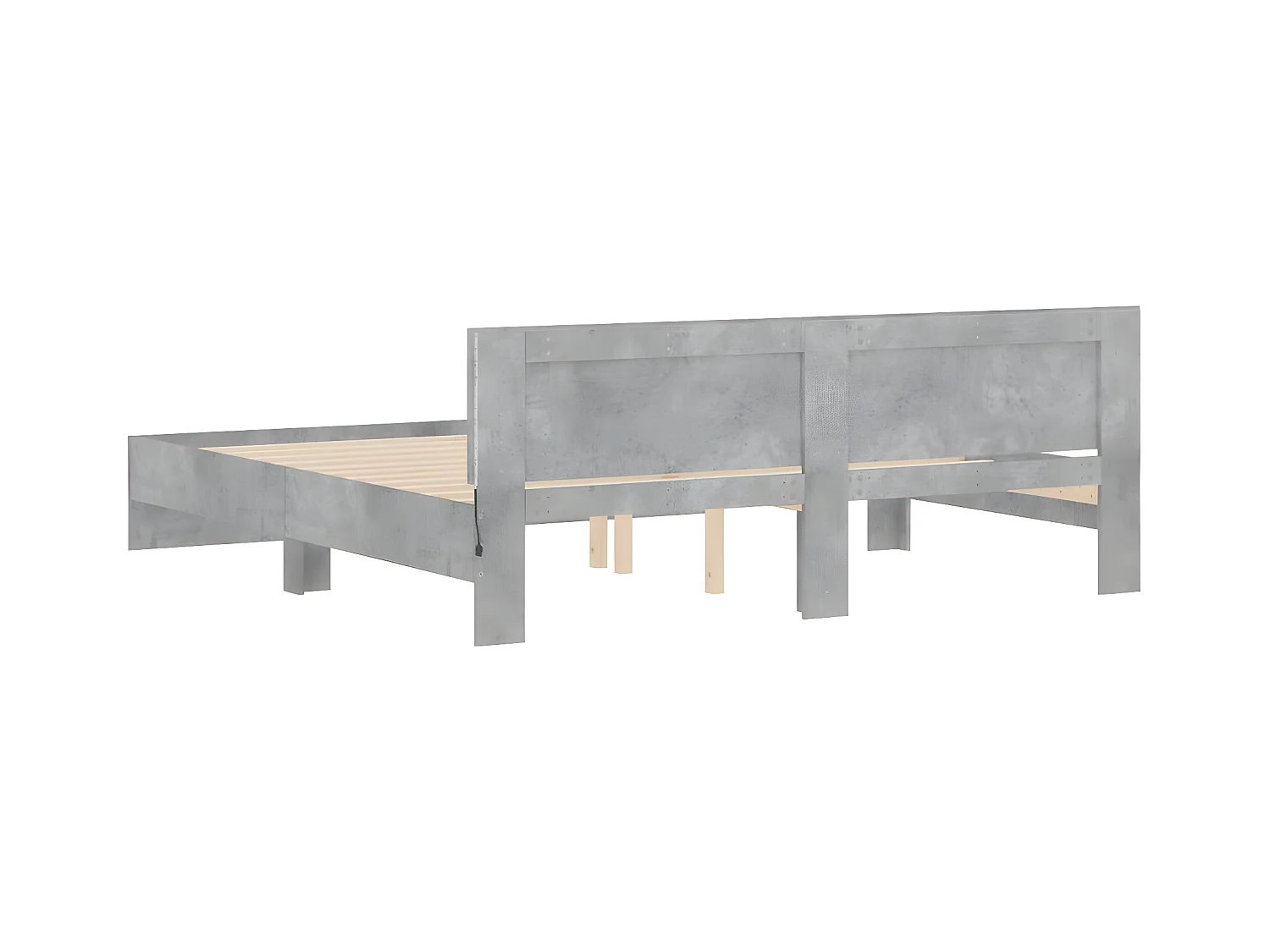 Cadre de lit avec LED sans matelas gris béton 180x200 cm