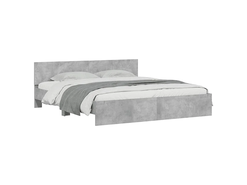 Cadre de lit avec LED sans matelas gris béton 180x200 cm