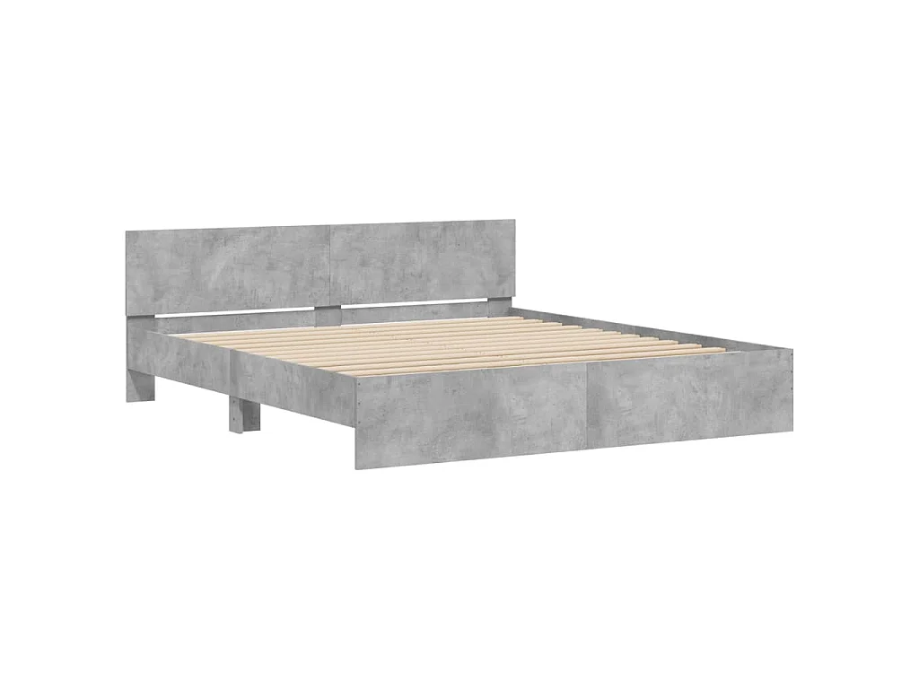 Cadre de lit avec LED sans matelas gris béton 180x200 cm