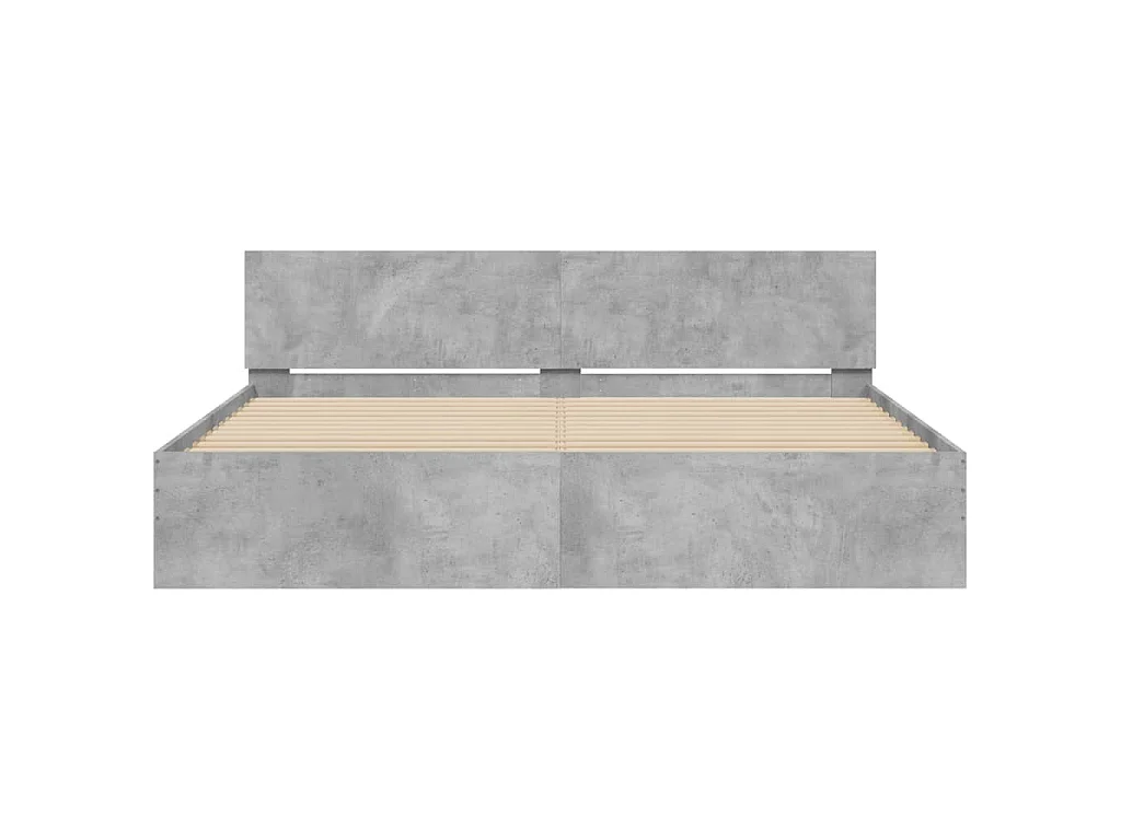 Cadre de lit avec LED sans matelas gris béton 180x200 cm