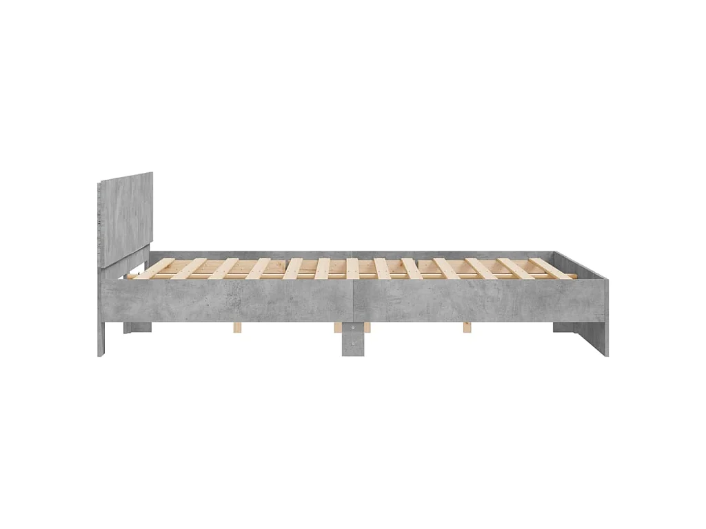 Cadre de lit avec LED sans matelas gris béton 180x200 cm
