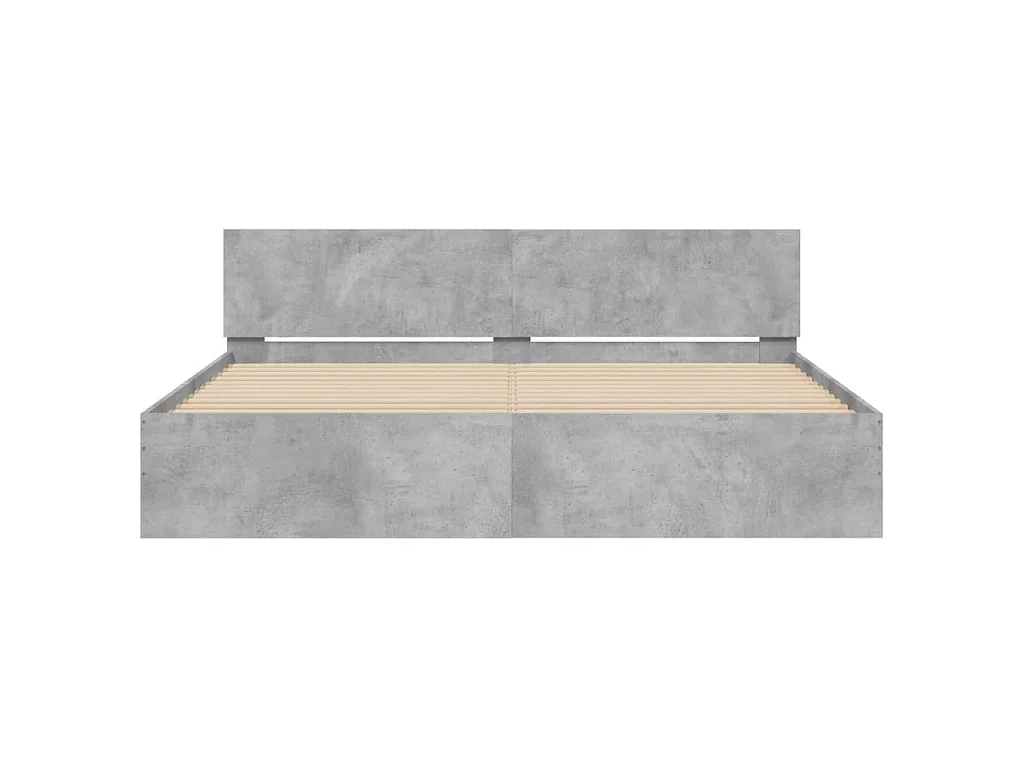 Cadre de lit avec LED sans matelas gris béton 180x200 cm