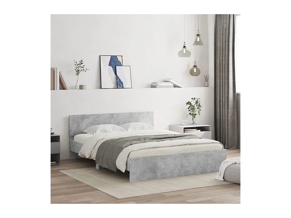 Cadre de lit sans matelas gris béton 150x200 cm