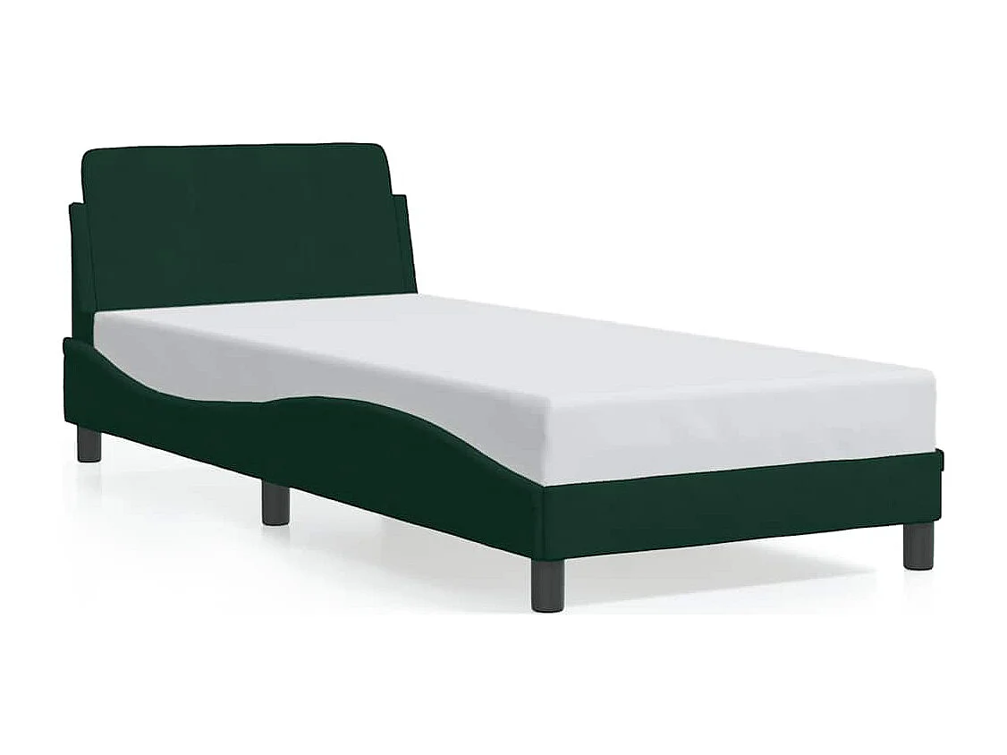 Cadre de lit Dover vert foncé 90x190 cm velours