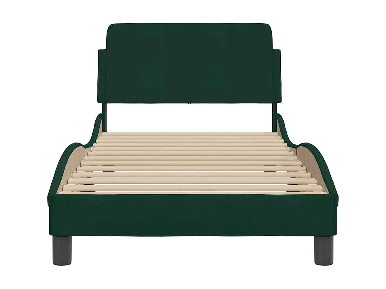 Cadre de lit Dover vert foncé 90x190 cm velours