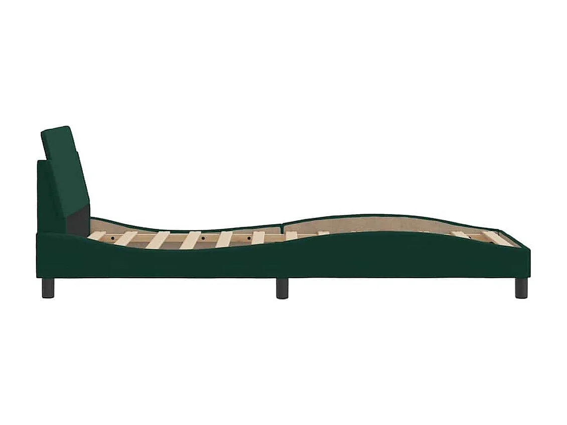 Cadre de lit Dover vert foncé 90x190 cm velours