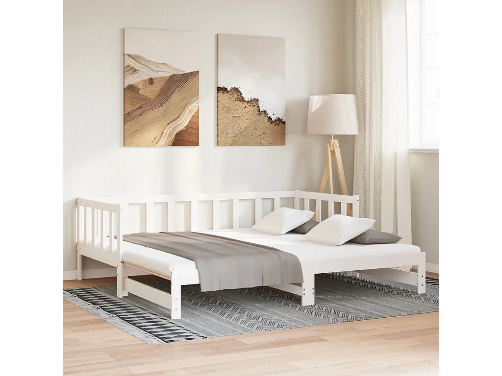 Lit de jour et lit gigogne sans matelas 90x190 cm bois massif