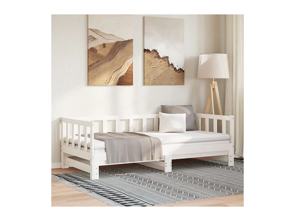 Lit de jour et lit gigogne sans matelas 90x190 cm bois massif