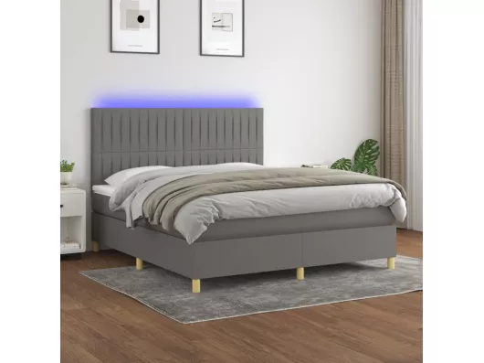 Kauf Unique Boxspringbett mit Matratze & LED Dunkelgrau 160x200 cm Stoff