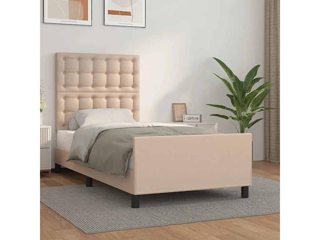 Cadre de lit sans matelas cappuccino 90x200 cm similicuir
