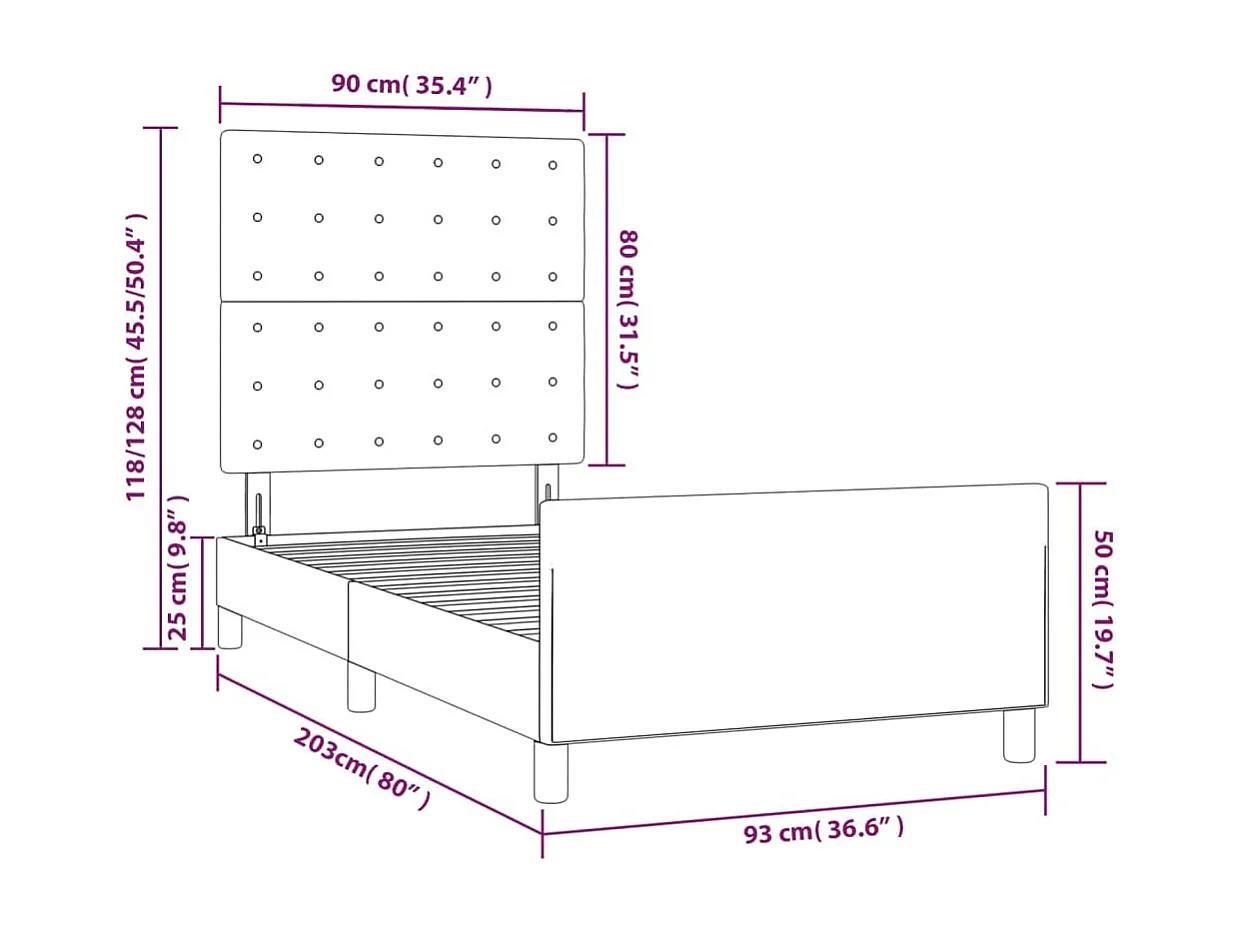 Cadre de lit sans matelas cappuccino 90x200 cm similicuir