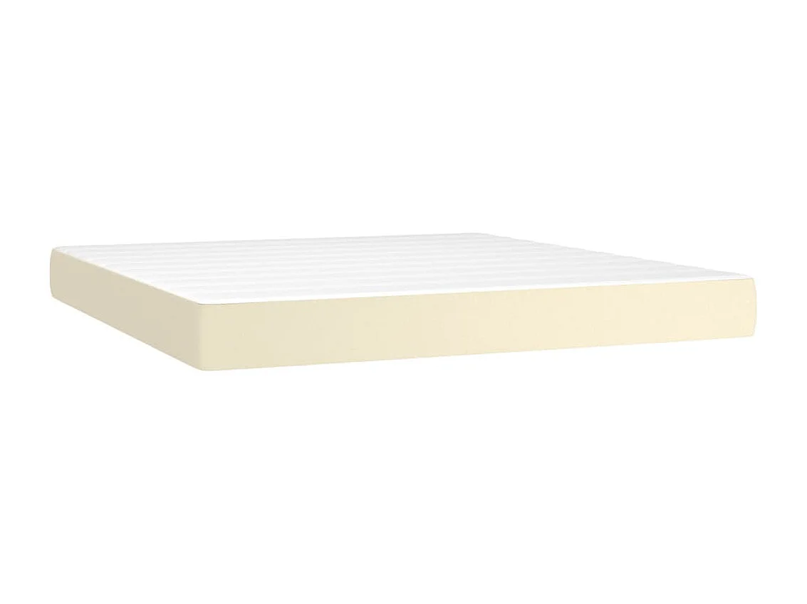 Cama box spring colchón y LED cuero sintético crema 180x200 cm