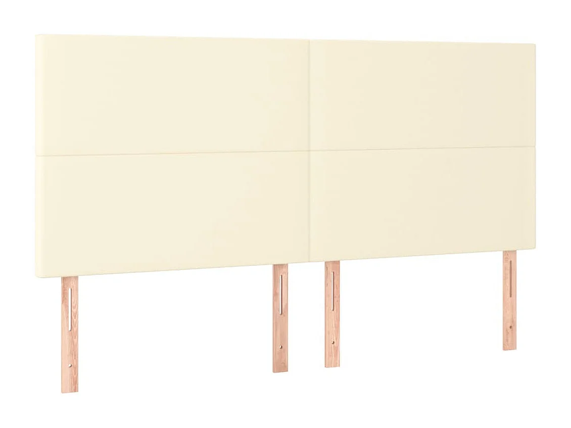 Cama box spring colchón y LED cuero sintético crema 180x200 cm