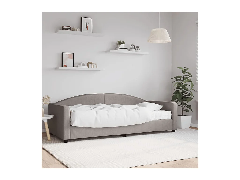 Lit de jour avec matelas taupe 90x200 cm tissu