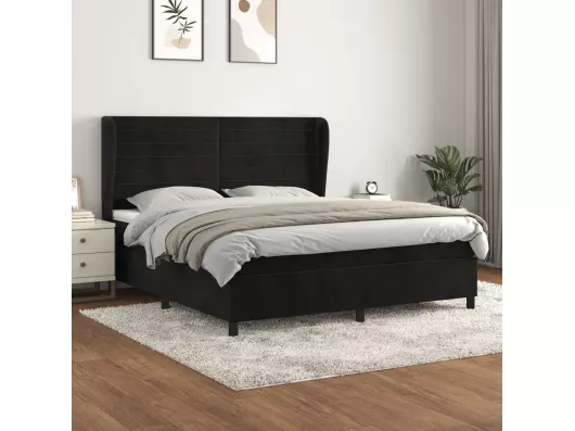 Kauf Unique Boxspringbett mit Matratze Schwarz 180x200 cm Samt