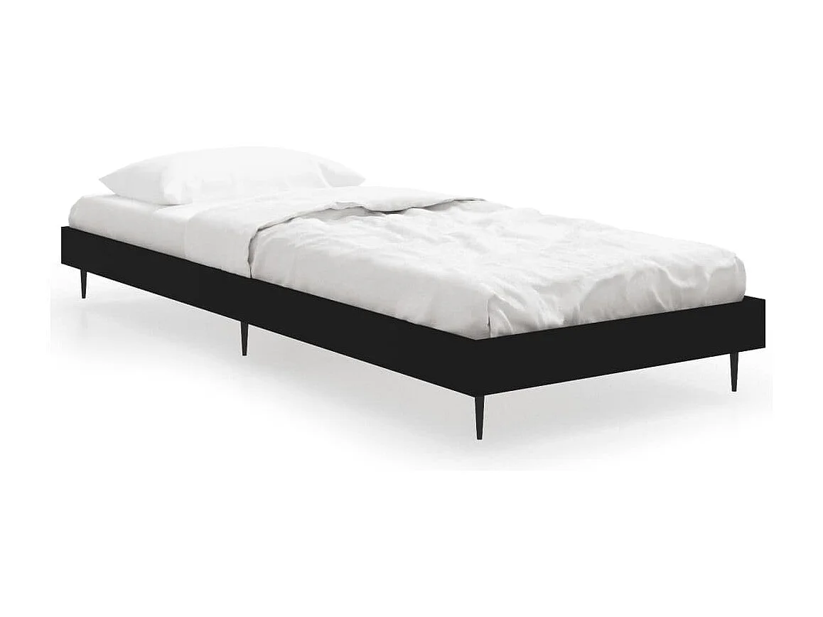 Cadre de lit sans matelas noir 75x190 cm bois ingénierie