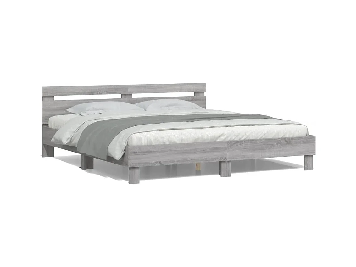 Cadre de lit avec LED sans matelas sonoma gris 160x200 cm