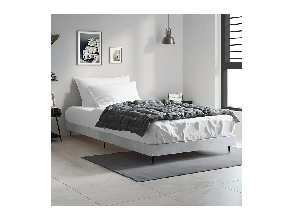 Cadre de lit sans matelas gris béton 90x190 cm