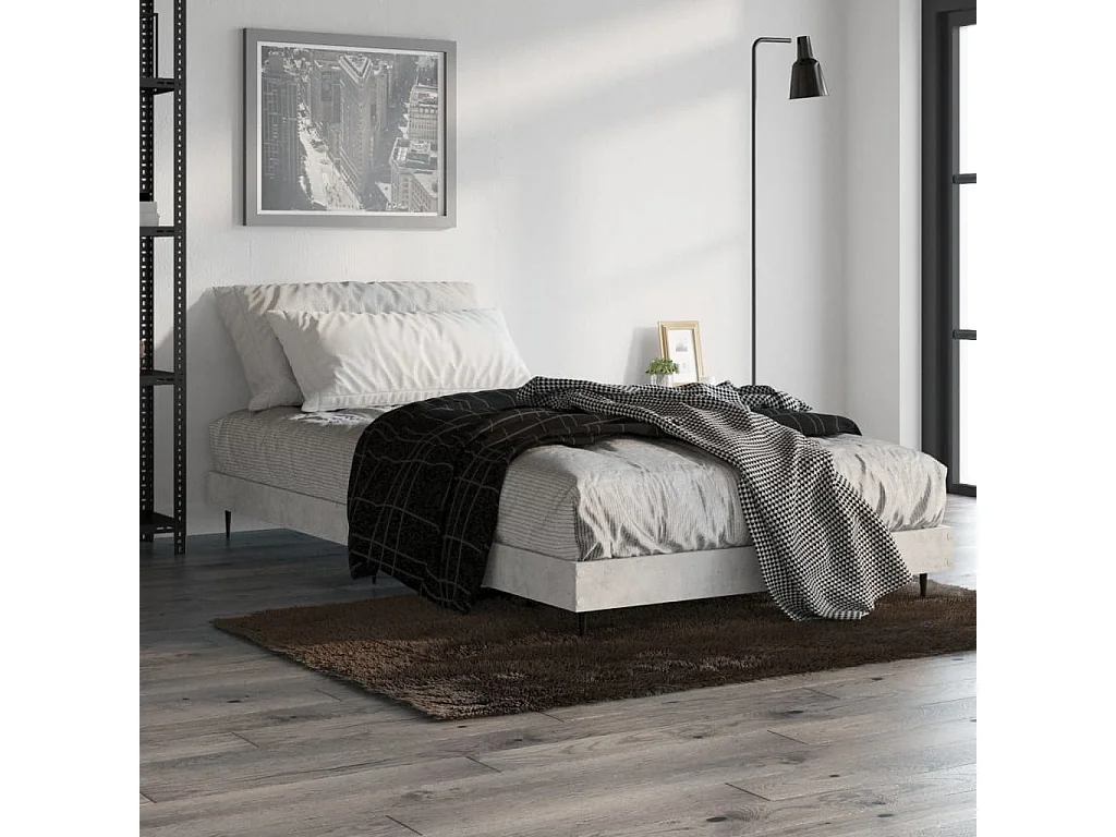 Cadre de lit sans matelas gris béton 90x190 cm