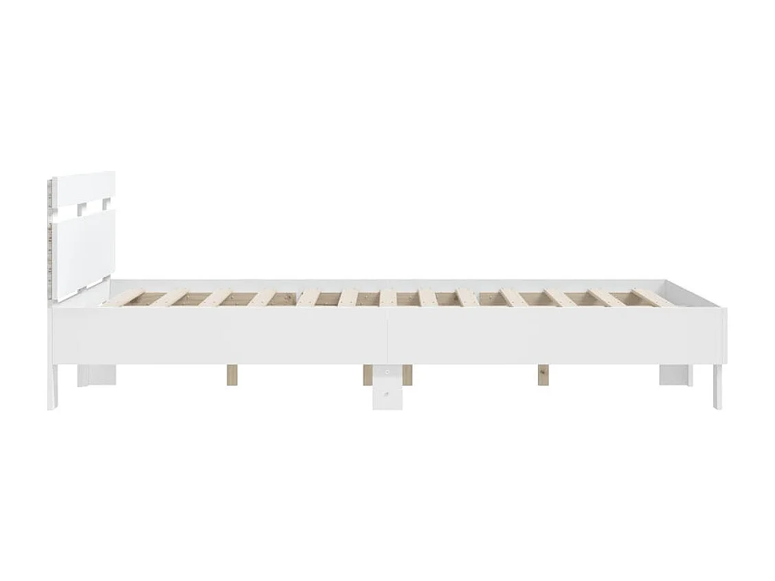 Cadre de lit avec LED sans matelas blanc 140x200 cm