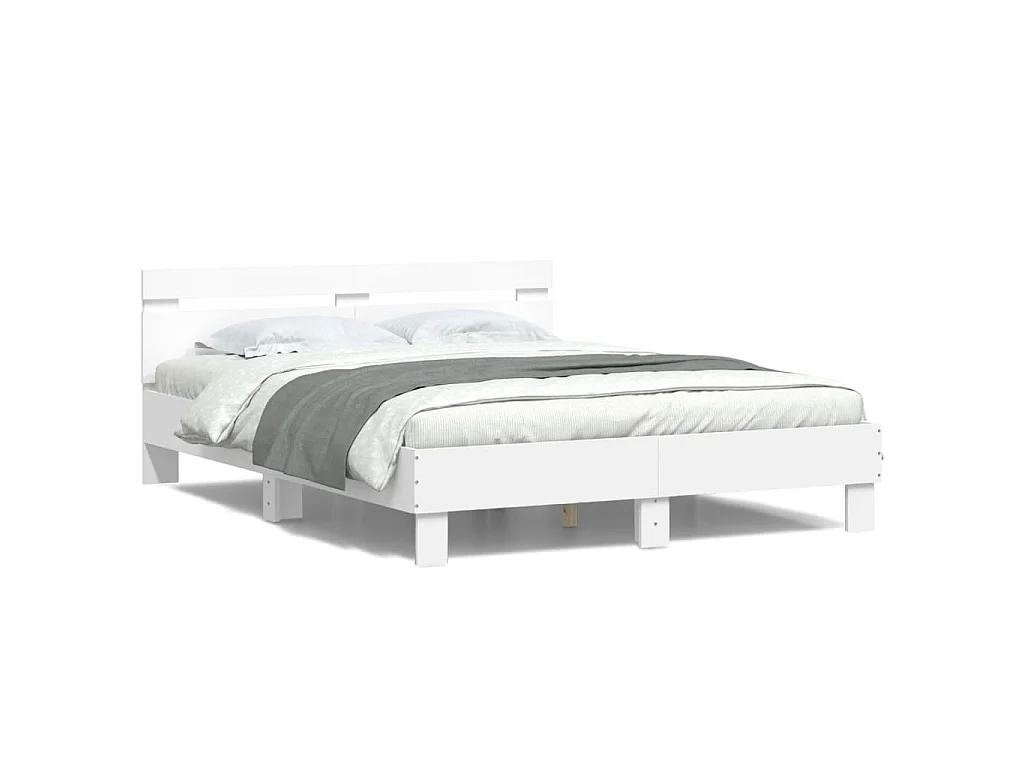 Cadre de lit avec LED sans matelas blanc 140x200 cm