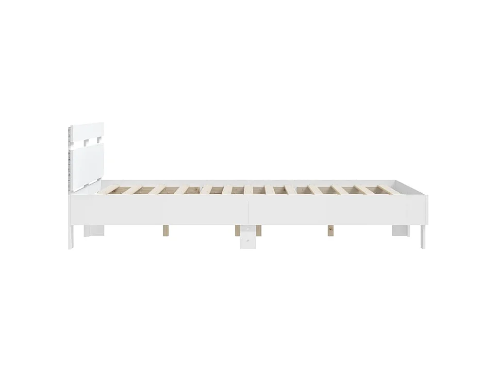 Cadre de lit avec LED sans matelas blanc 140x200 cm