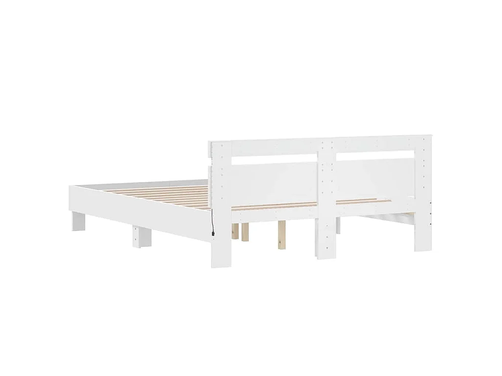 Cadre de lit avec LED sans matelas blanc 140x200 cm