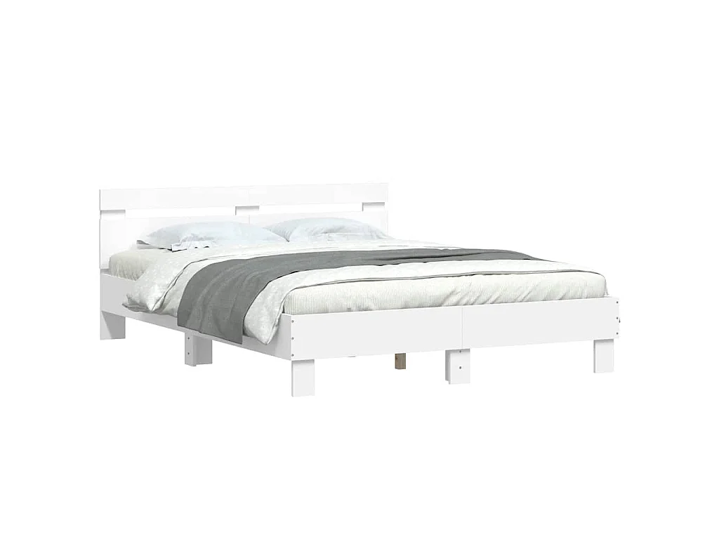 Cadre de lit avec LED sans matelas blanc 140x200 cm