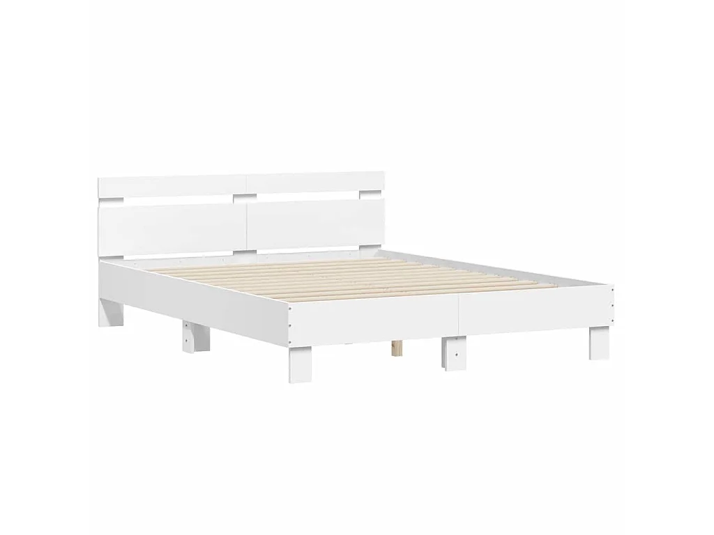 Cadre de lit avec LED sans matelas blanc 140x200 cm