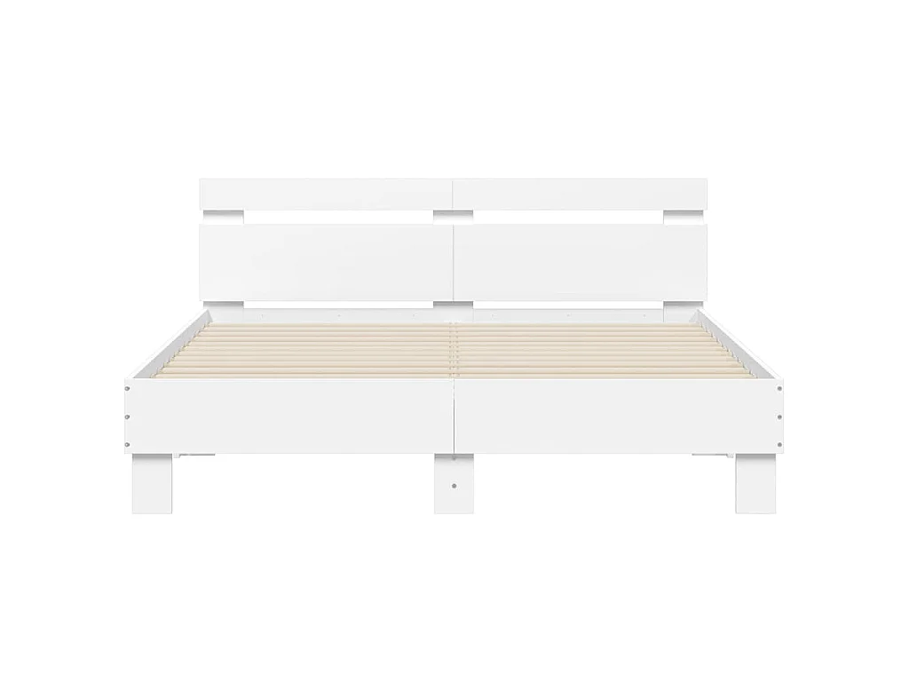 Cadre de lit avec LED sans matelas blanc 140x200 cm
