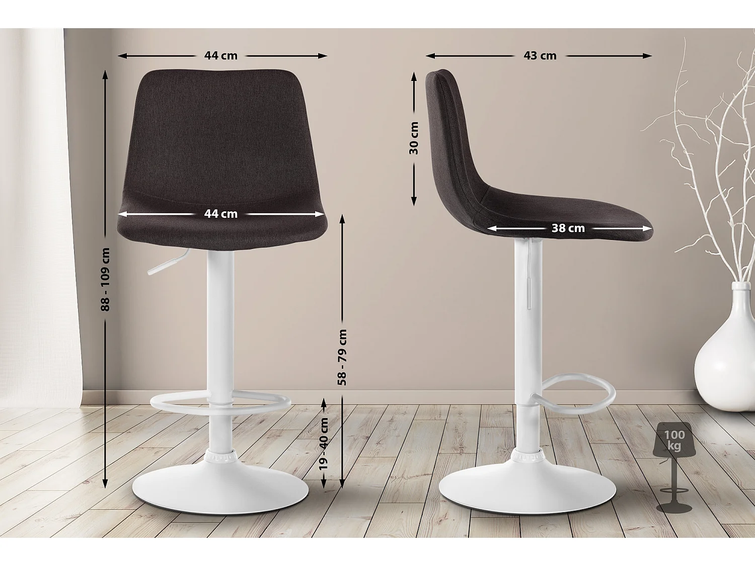 Barhocker - Stoff & Metall - taupe - Divo