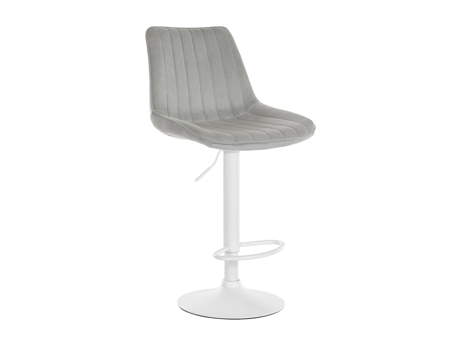 Tabouret de bar - Velours & Blanc - Gris - Toni