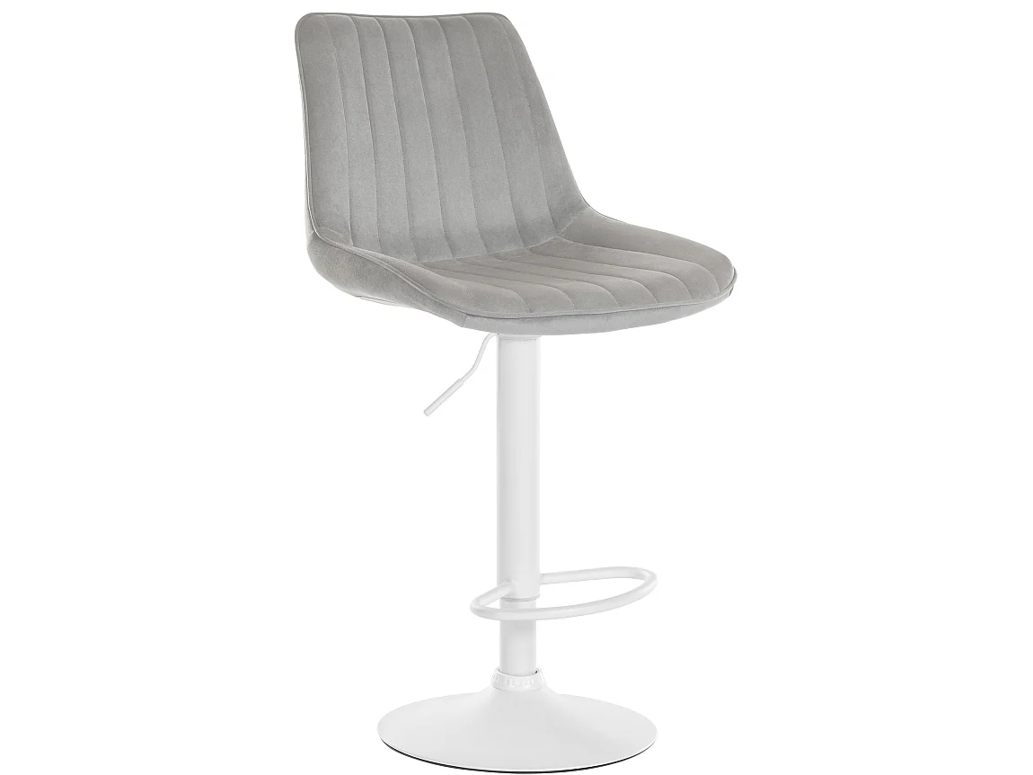 Tabouret de bar - Velours & Blanc - Gris - Toni