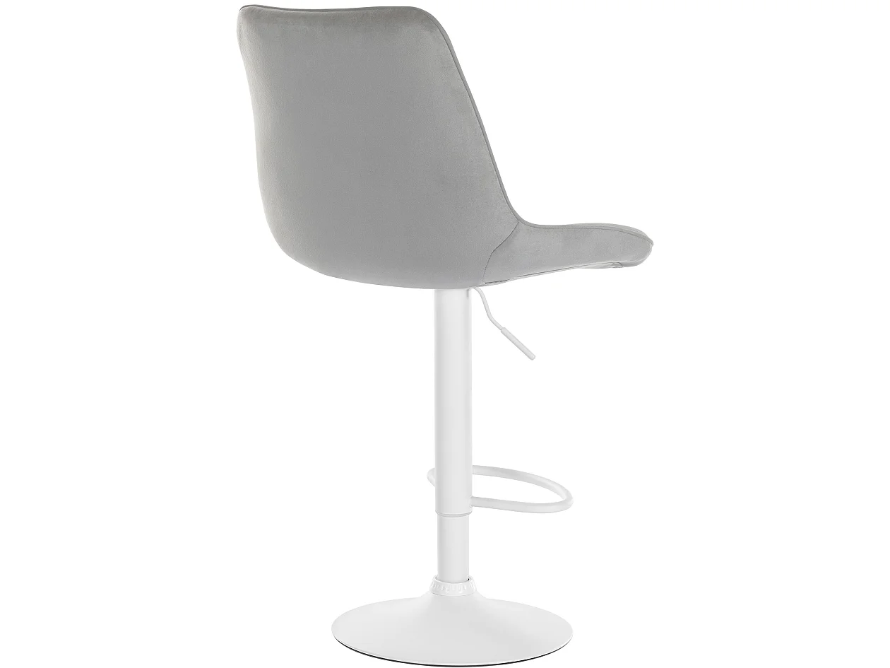 Tabouret de bar - Velours & Blanc - Gris - Toni