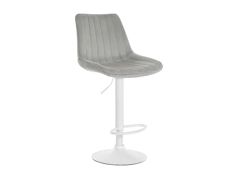 Tabouret de bar - Velours & Blanc - Gris - Toni