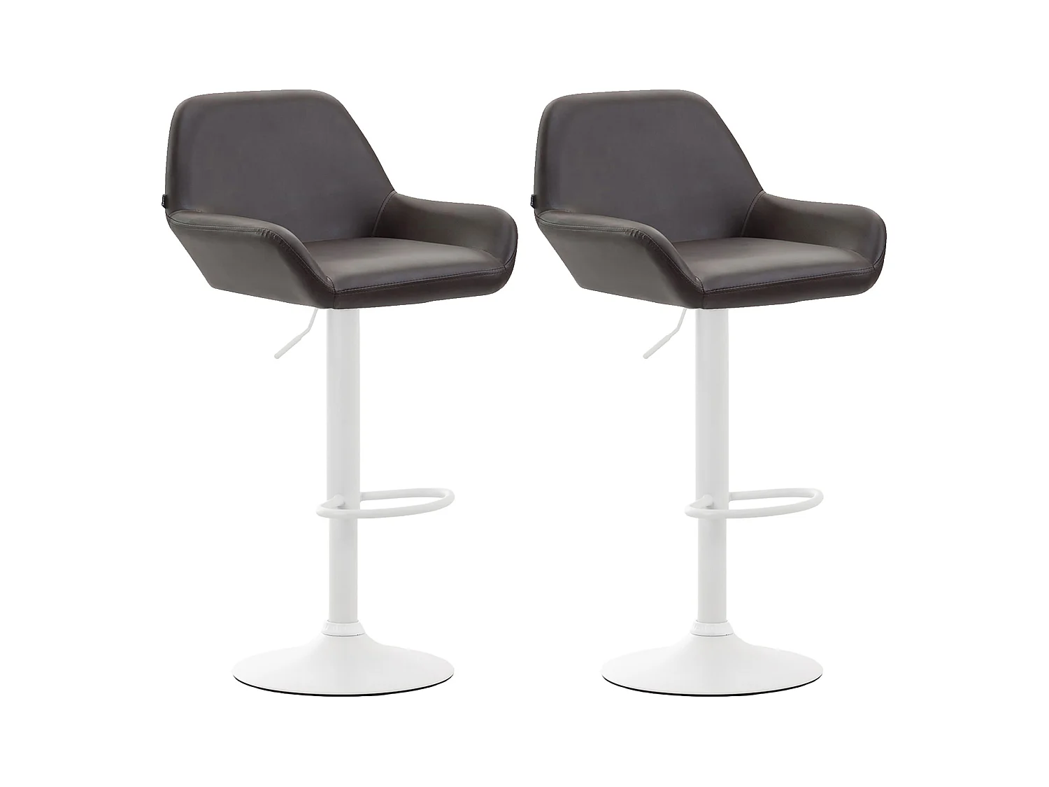 Lot de 2  Tabouret de bar - Similicuir (PVC) & Métal noir mat - Marron - Braga