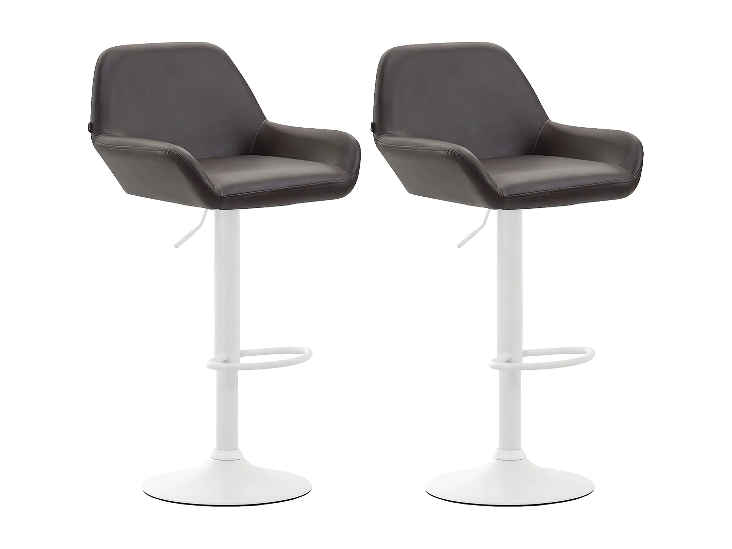Lot de 2  Tabouret de bar - Similicuir (PVC) & Métal noir mat - Marron - Braga