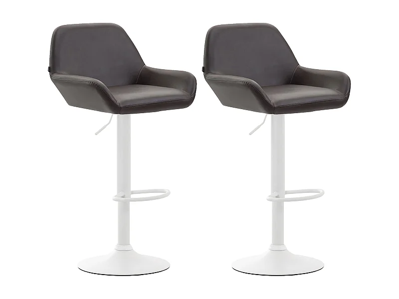 Lot de 2  Tabouret de bar - Similicuir (PVC) & Métal noir mat - Marron - Braga