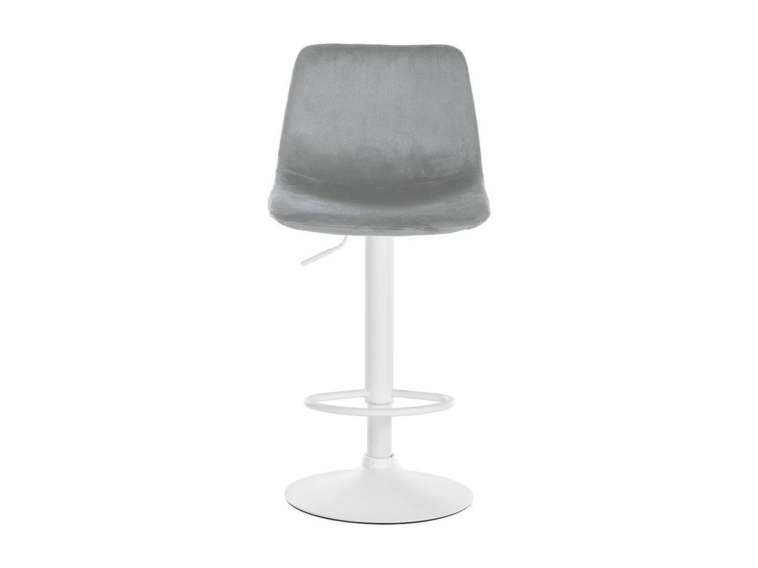 Lot de 2  Tabouret de bar - Velours & Métal blanc mat - Gris - Divo