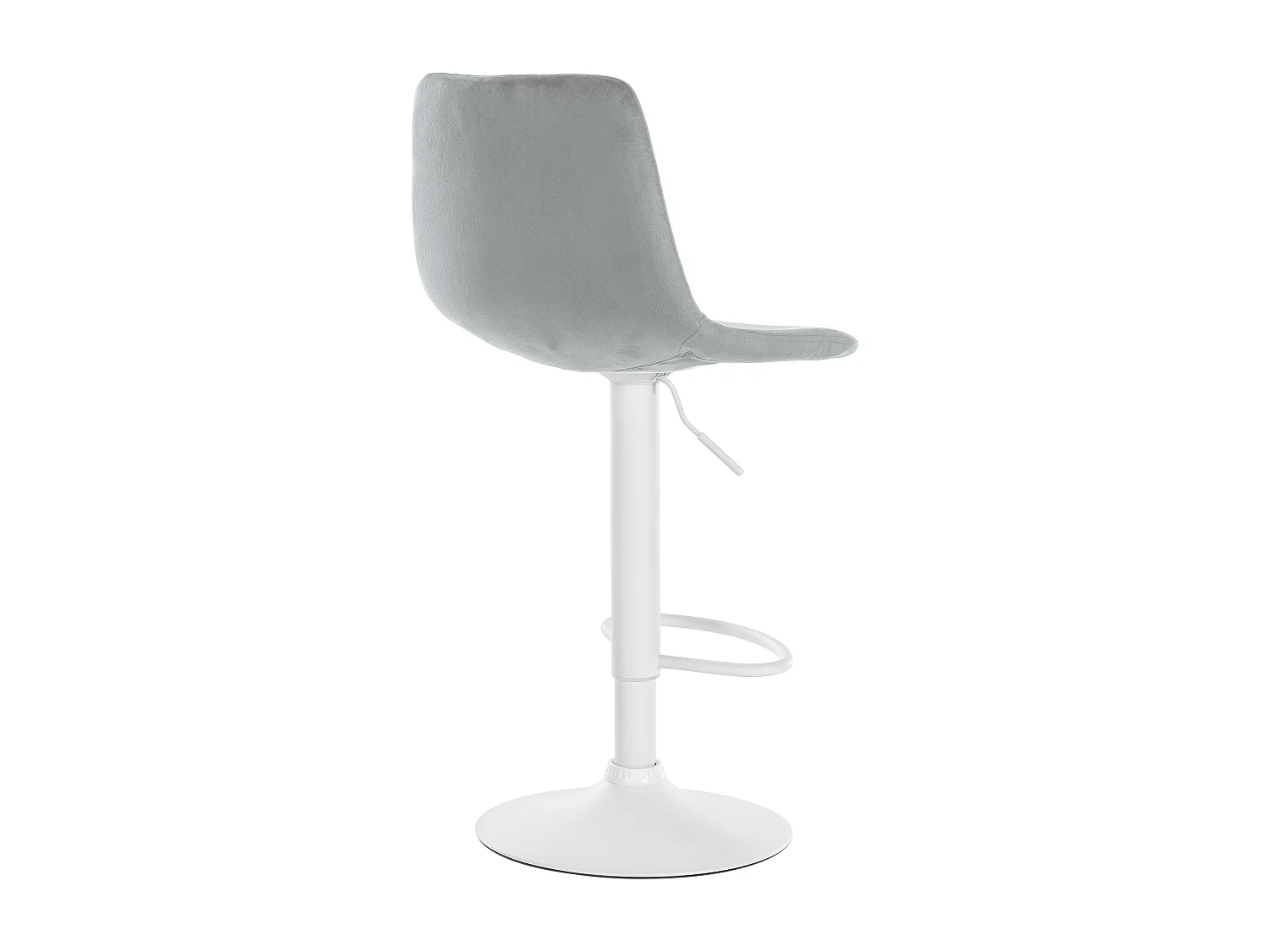 Lot de 2  Tabouret de bar - Velours & Métal blanc mat - Gris - Divo