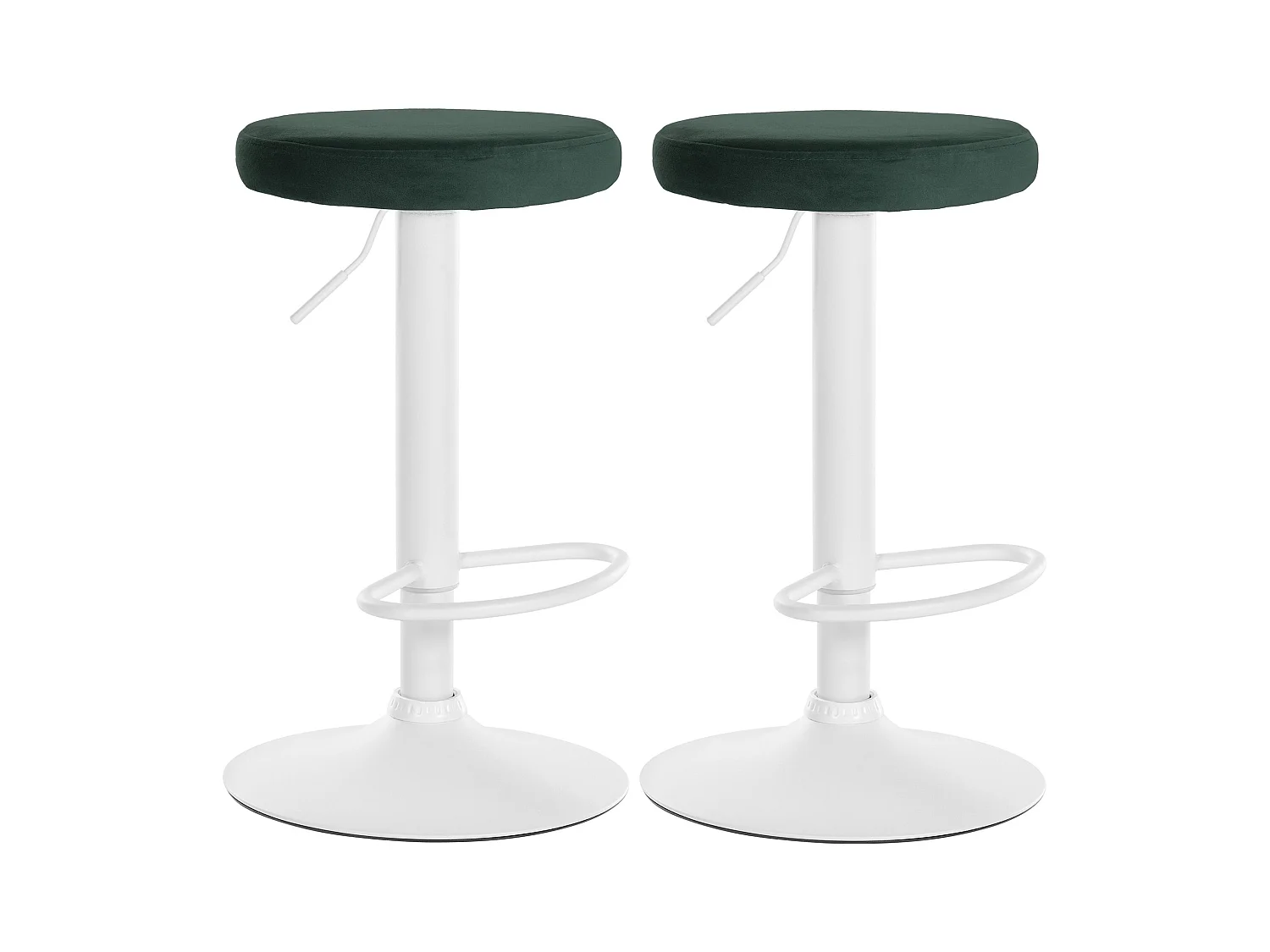 Lot de 2  Tabouret de bar - Velours & Métal blanc mat - Vert - Ponte