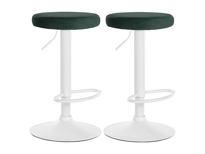 Lot de 2  Tabouret de bar - Velours & Métal blanc mat - Vert - Ponte