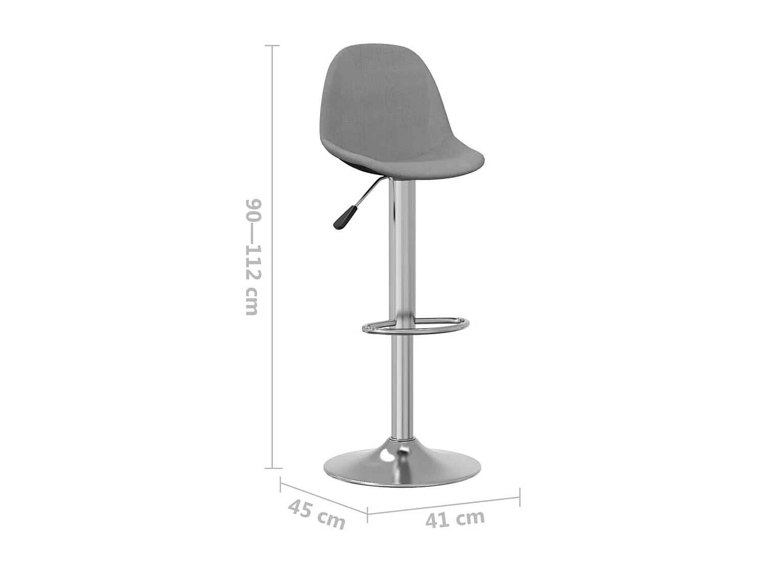 Tabourets de bar lot de 2 gris tissu