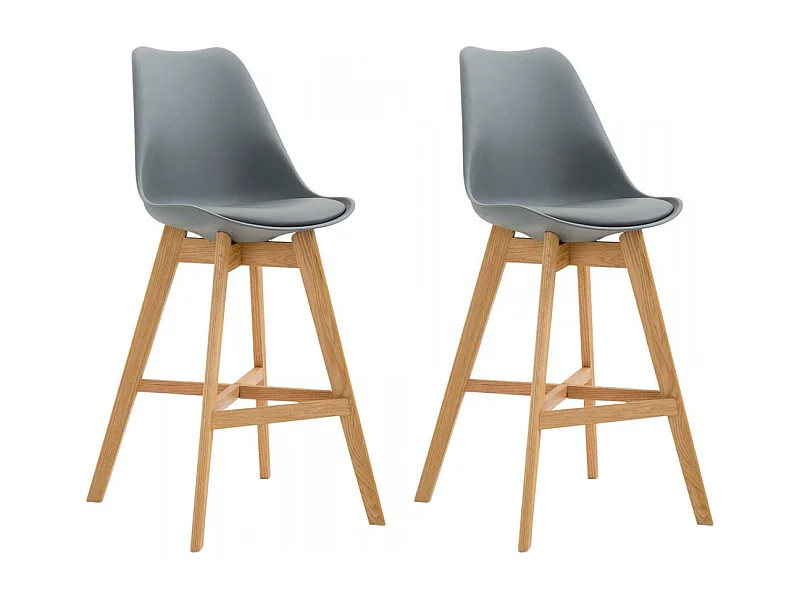 Lot de 2  Tabouret de bar - Plastique & Nature - Gris - Cannes