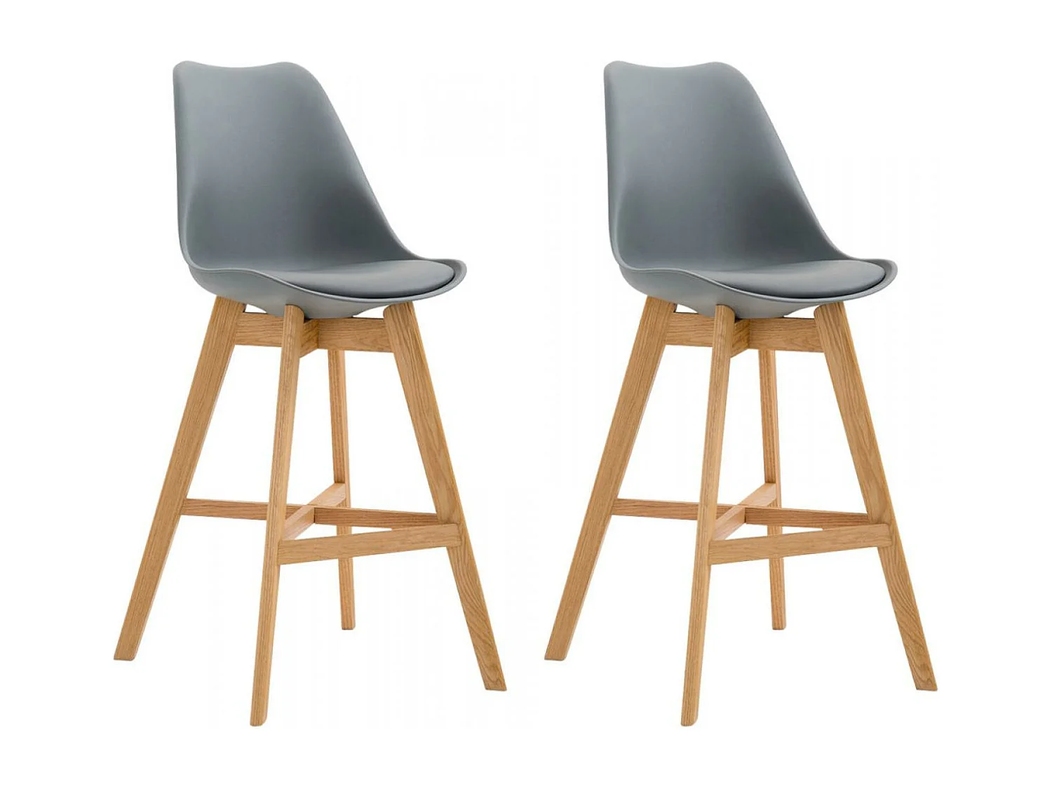 Lot de 2  Tabouret de bar - Plastique & Nature - Gris - Cannes