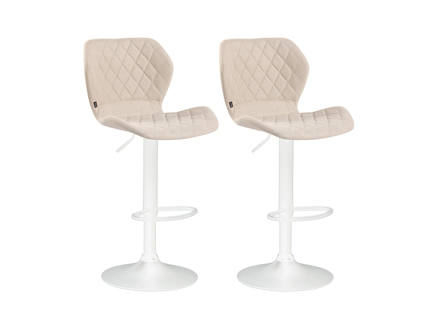 Lot de 2  Tabouret de bar - Tissu & Métal - Crème - Cork