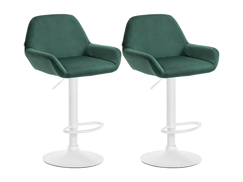 Lot de 2  Tabouret de bar - Velours - Vert foncé - Braga