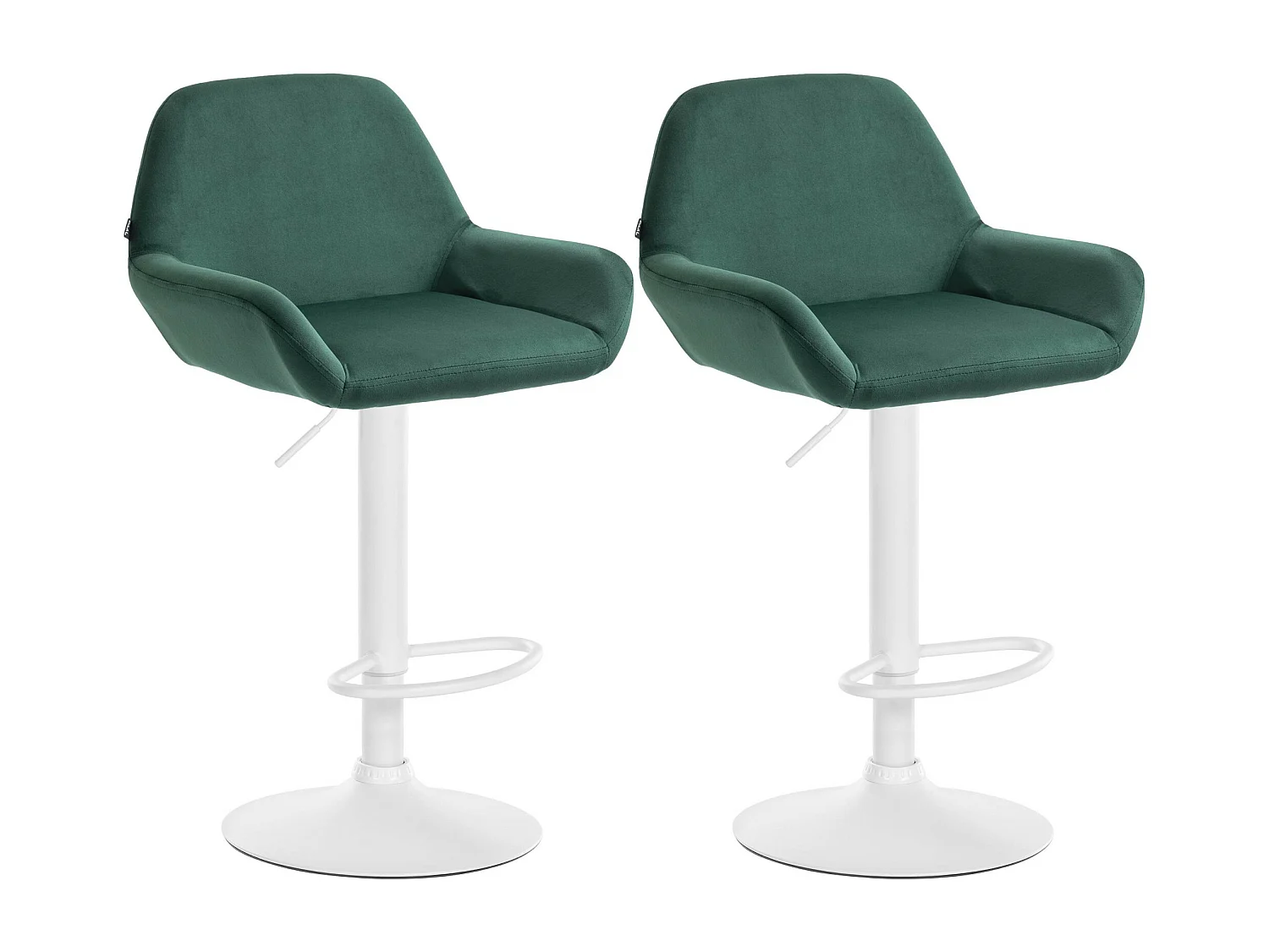 Lot de 2  Tabouret de bar - Velours - Vert foncé - Braga