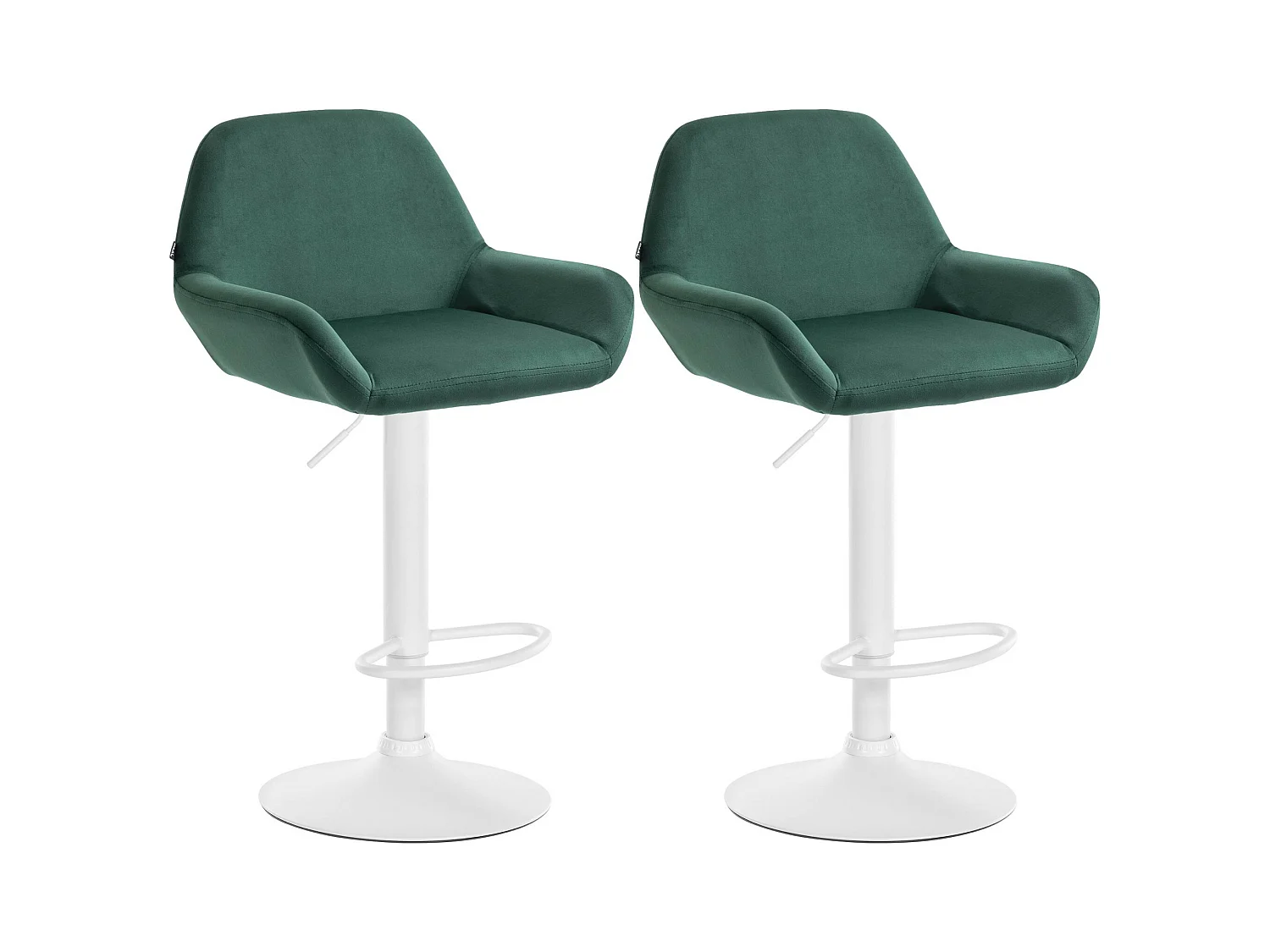Lot de 2  Tabouret de bar - Velours - Vert foncé - Braga